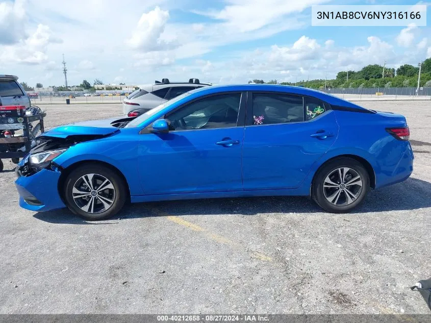 3N1AB8CV6NY316166 2022 Nissan Sentra Sv Xtronic Cvt