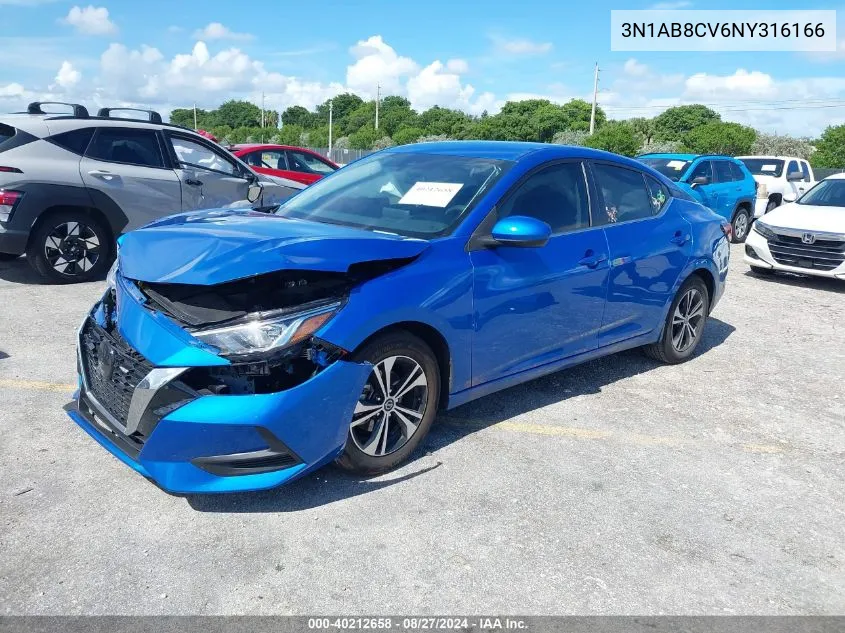 3N1AB8CV6NY316166 2022 Nissan Sentra Sv Xtronic Cvt