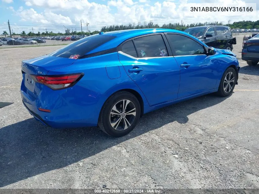 3N1AB8CV6NY316166 2022 Nissan Sentra Sv Xtronic Cvt