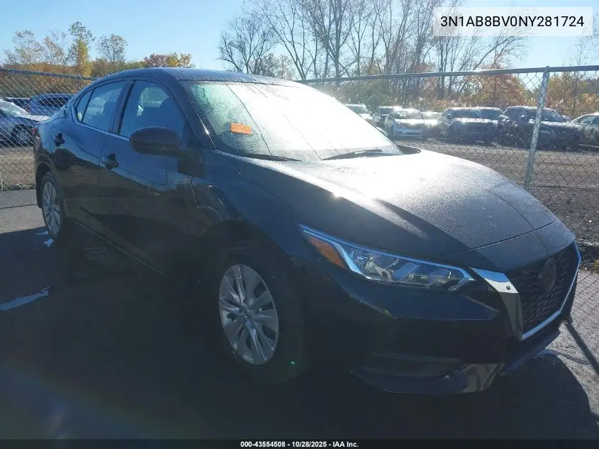 3N1AB8BV0NY281724 2022 Nissan Sentra S Xtronic Cvt