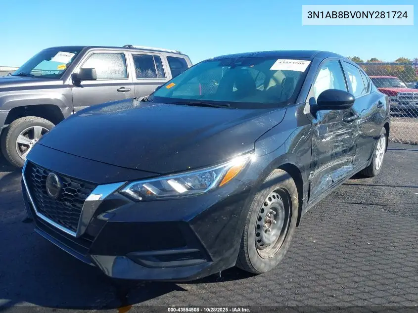 3N1AB8BV0NY281724 2022 Nissan Sentra S Xtronic Cvt