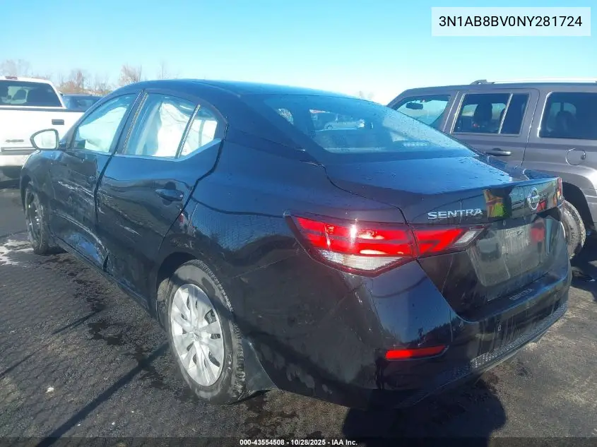 3N1AB8BV0NY281724 2022 Nissan Sentra S Xtronic Cvt