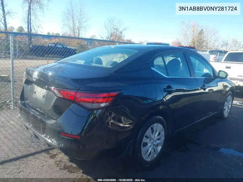3N1AB8BV0NY281724 2022 Nissan Sentra S Xtronic Cvt