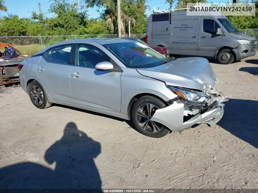 3N1AB8CV1NY242459 2022 Nissan Sentra Sv Xtronic Cvt