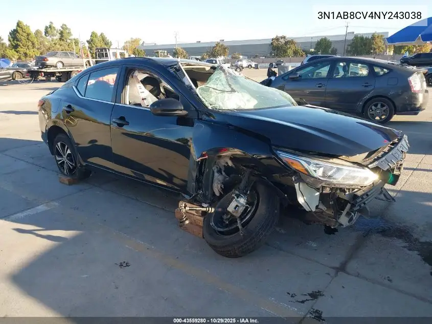 3N1AB8CV4NY243038 2022 Nissan Sentra Sv Xtronic Cvt