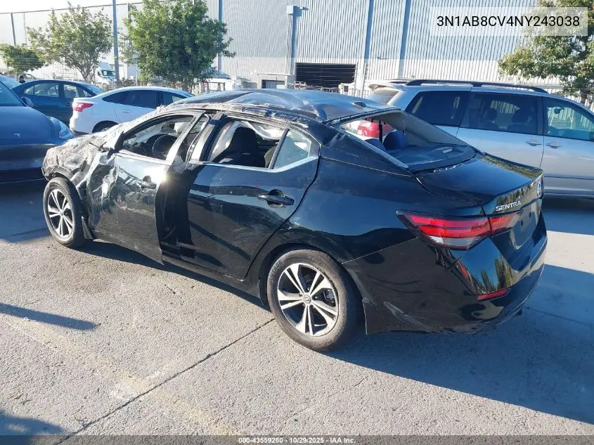 3N1AB8CV4NY243038 2022 Nissan Sentra Sv Xtronic Cvt