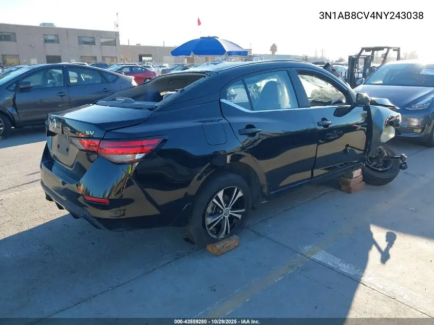 3N1AB8CV4NY243038 2022 Nissan Sentra Sv Xtronic Cvt