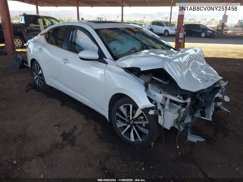 3N1AB8CV0NY251458 2022 Nissan Sentra Sv Xtronic Cvt