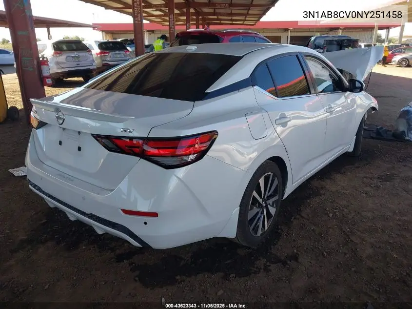3N1AB8CV0NY251458 2022 Nissan Sentra Sv Xtronic Cvt