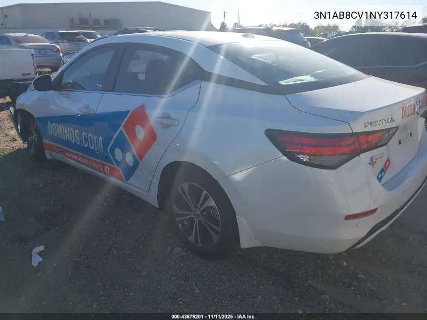 3N1AB8CV1NY317614 2022 Nissan Sentra Sv Xtronic Cvt