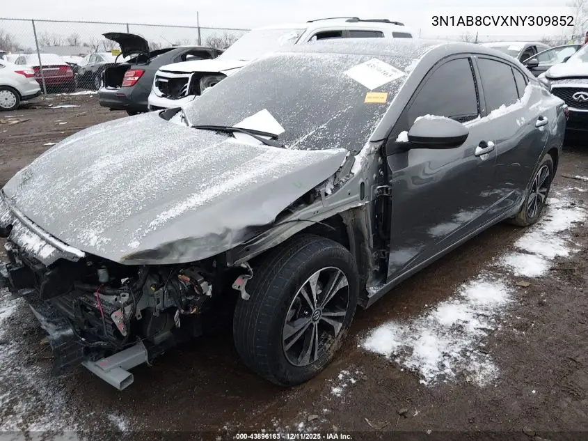 3N1AB8CVXNY309852 2022 Nissan Sentra Sv Xtronic Cvt