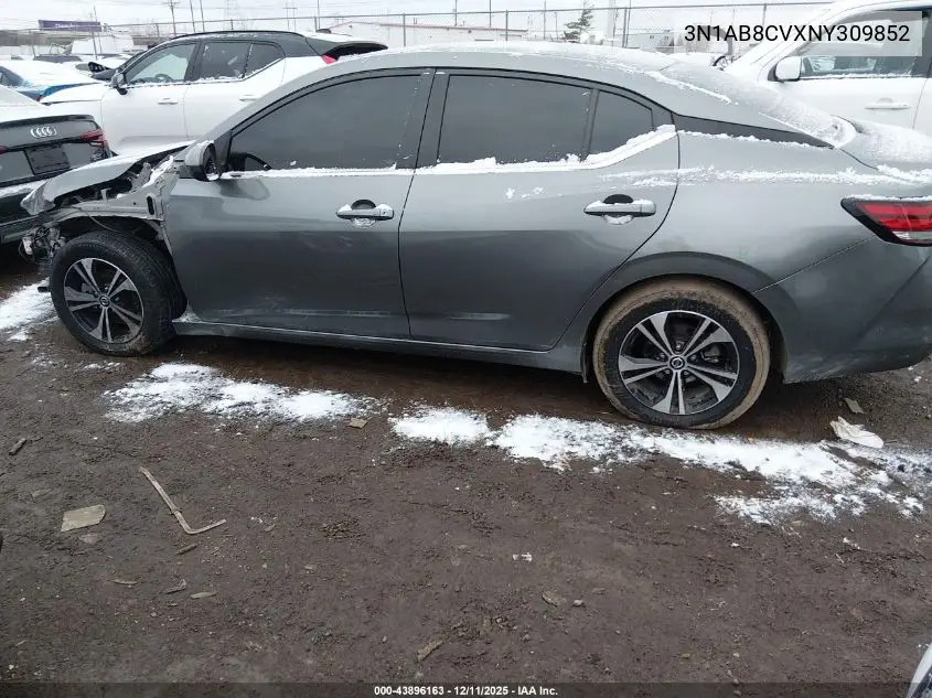 3N1AB8CVXNY309852 2022 Nissan Sentra Sv Xtronic Cvt