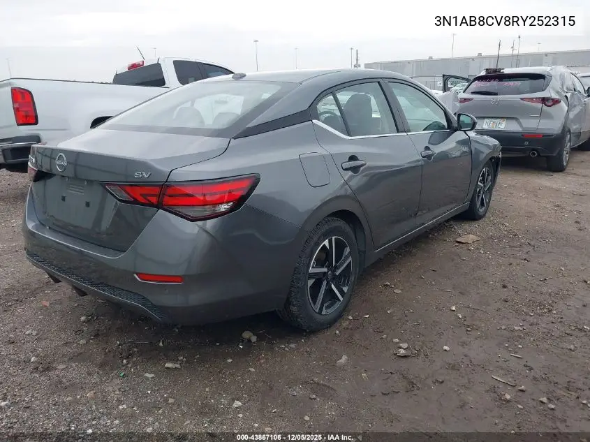 3N1AB8CV8RY252315 2024 Nissan Sentra Sv Xtronic Cvt