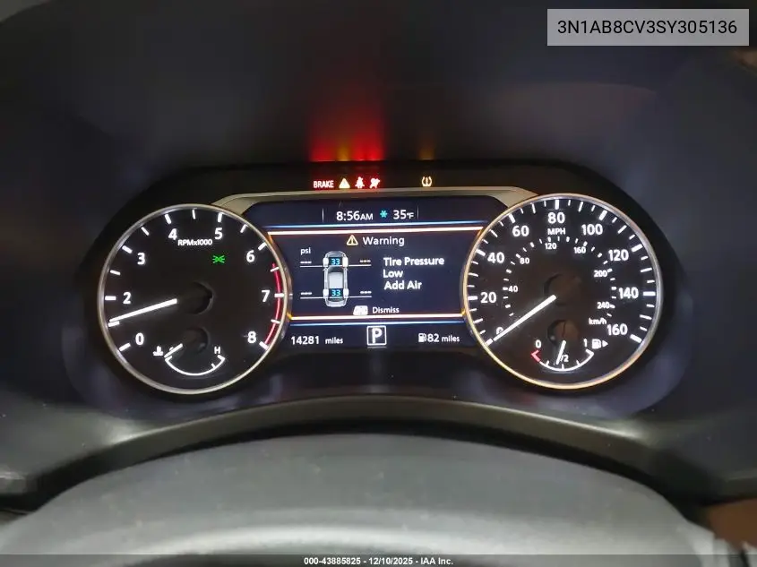3N1AB8CV3SY305136 2025 Nissan Sentra Sv
