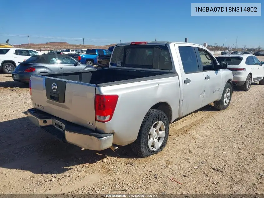 1N6BA07D18N314802 2008 Nissan Titan Xe