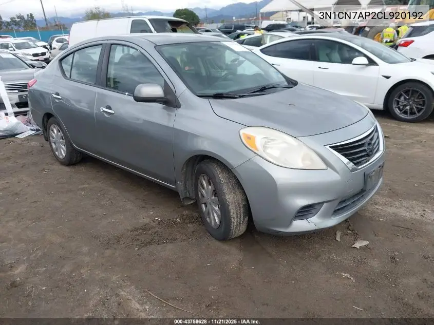 3N1CN7AP2CL920192 2012 Nissan Versa 1.6 Sv
