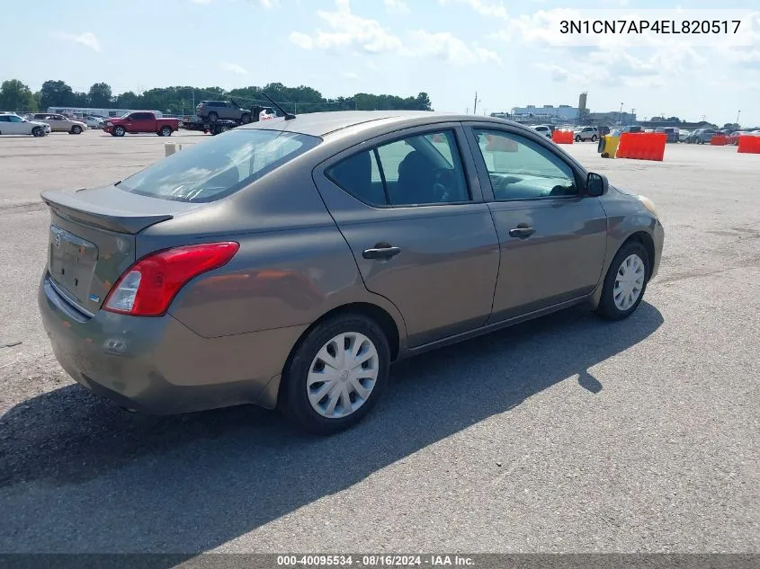 2014 Nissan Versa 1.6 S+ VIN: 3N1CN7AP4EL820517 Lot: 40095534