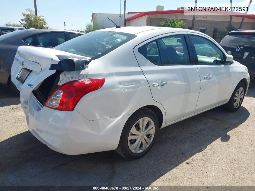 2014 Nissan Versa S/S Plus/Sv/Sl VIN: 3N1CN7AD4EK422591 Lot: 40460670