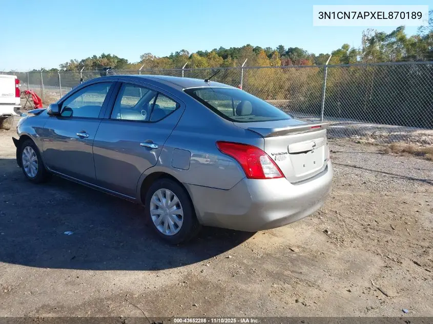 3N1CN7APXEL870189 2014 Nissan Versa 1.6 Sv