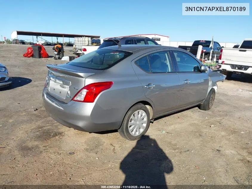 3N1CN7APXEL870189 2014 Nissan Versa 1.6 Sv