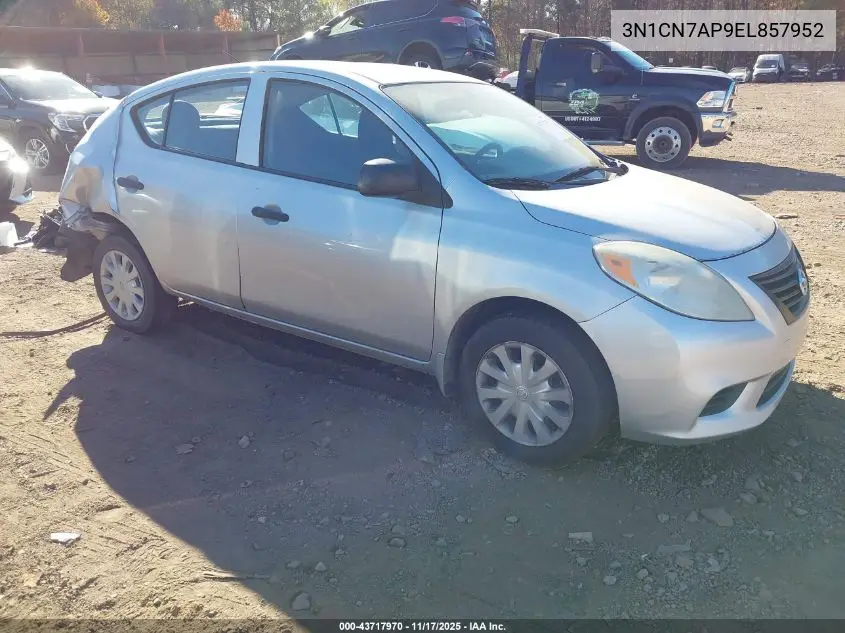 3N1CN7AP9EL857952 2014 Nissan Versa 1.6 S+