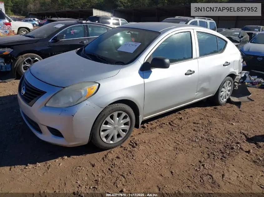 3N1CN7AP9EL857952 2014 Nissan Versa 1.6 S+