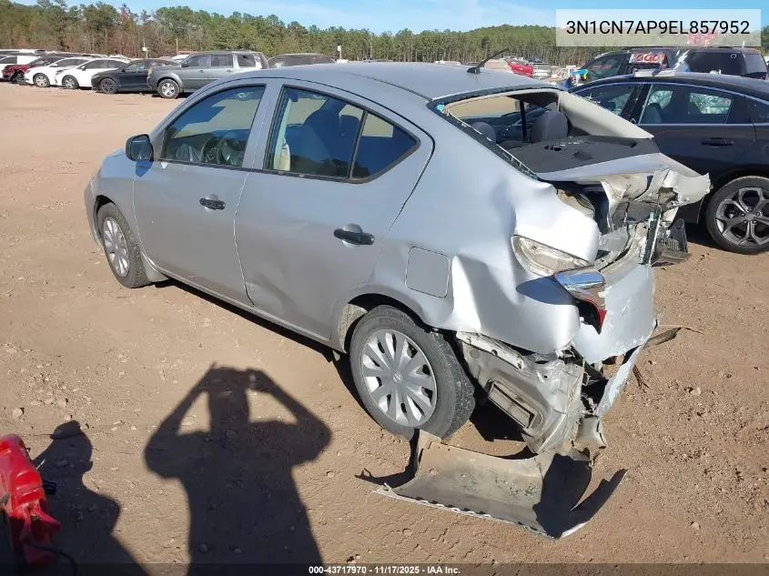 3N1CN7AP9EL857952 2014 Nissan Versa 1.6 S+