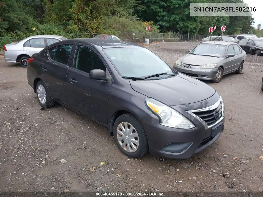 2015 Nissan Versa 1.6 S VIN: 3N1CN7AP8FL802216 Lot: 40455179