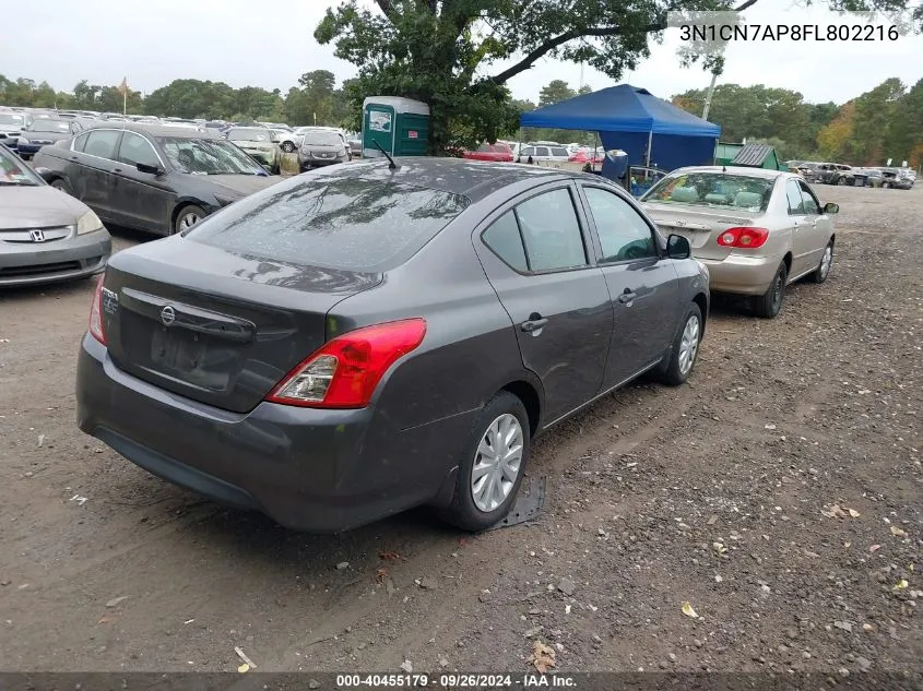 2015 Nissan Versa 1.6 S VIN: 3N1CN7AP8FL802216 Lot: 40455179