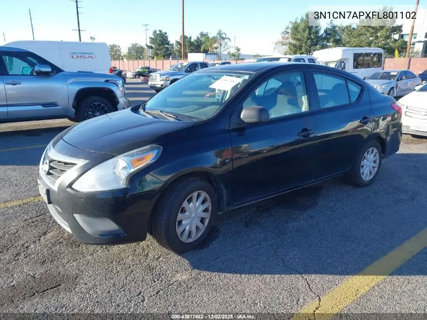 3N1CN7APXFL801102 2015 Nissan Versa 1.6 S