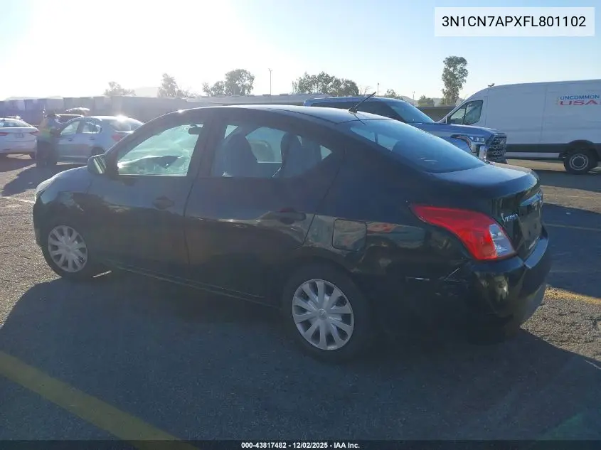 3N1CN7APXFL801102 2015 Nissan Versa 1.6 S