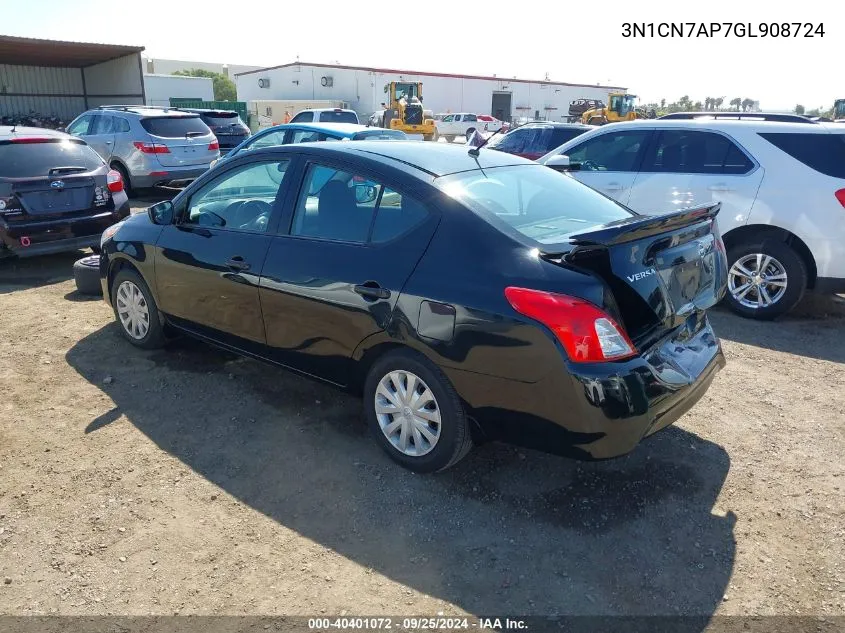 2016 Nissan Versa 1.6 S+ VIN: 3N1CN7AP7GL908724 Lot: 40401072