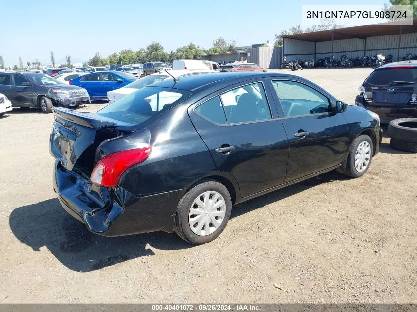 2016 Nissan Versa 1.6 S+ VIN: 3N1CN7AP7GL908724 Lot: 40401072