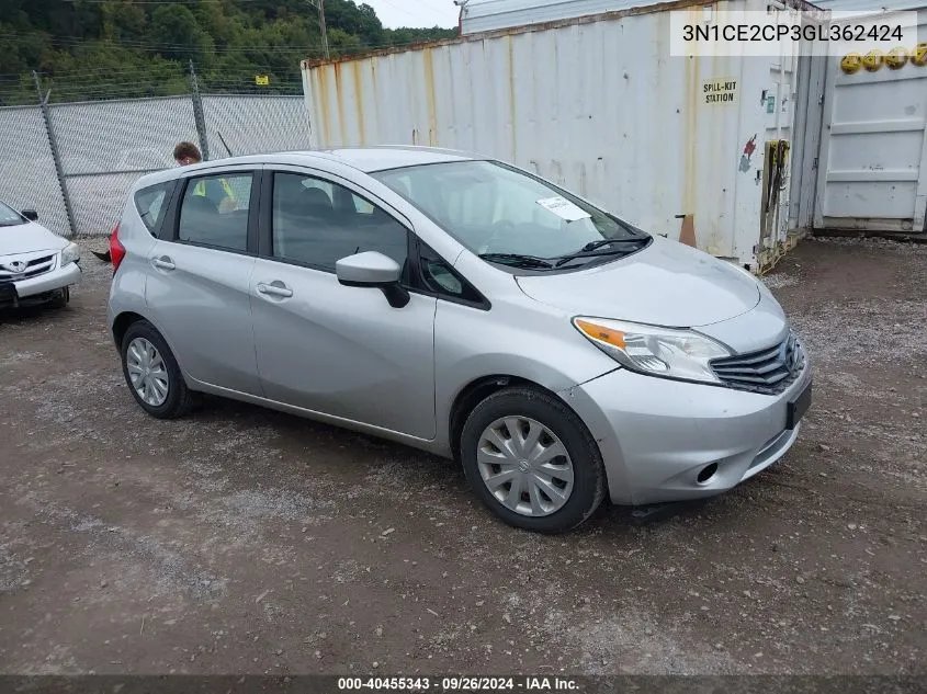 2016 Nissan Versa Note S (Sr)/S Plus/Sl/Sr/Sv VIN: 3N1CE2CP3GL362424 Lot: 40455343