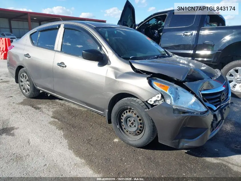 3N1CN7AP1GL843174 2016 Nissan Versa 1.6 S+