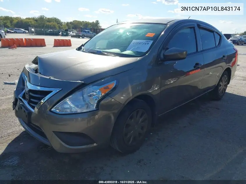 3N1CN7AP1GL843174 2016 Nissan Versa 1.6 S+