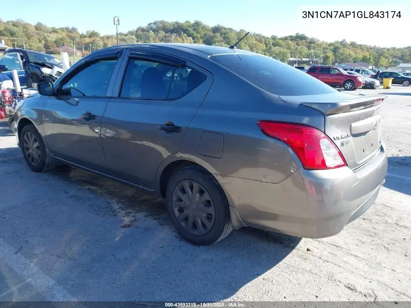3N1CN7AP1GL843174 2016 Nissan Versa 1.6 S+