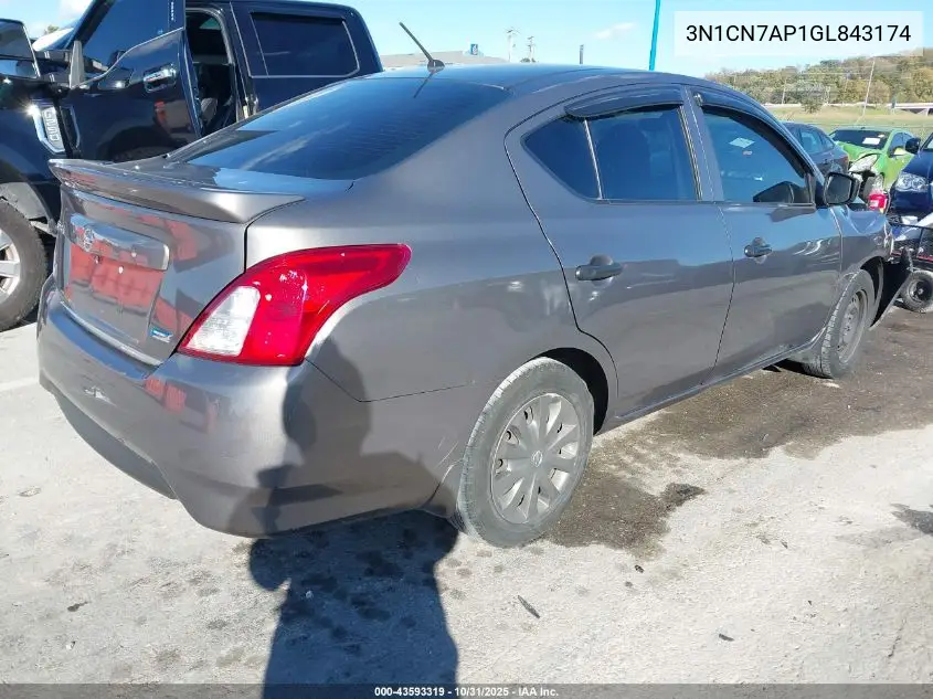 3N1CN7AP1GL843174 2016 Nissan Versa 1.6 S+