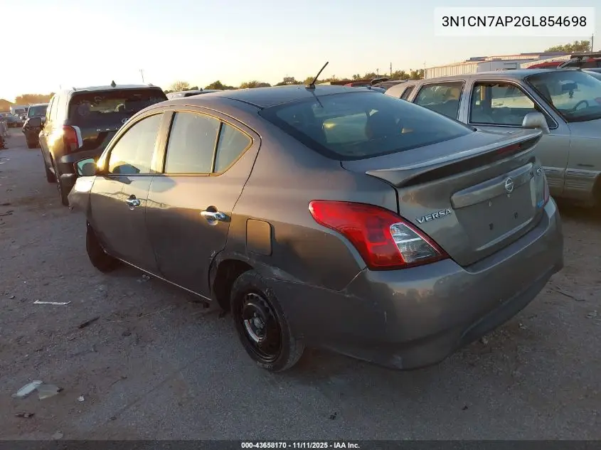 3N1CN7AP2GL854698 2016 Nissan Versa 1.6 S/1.6 S+/1.6 Sl/1.6 Sv