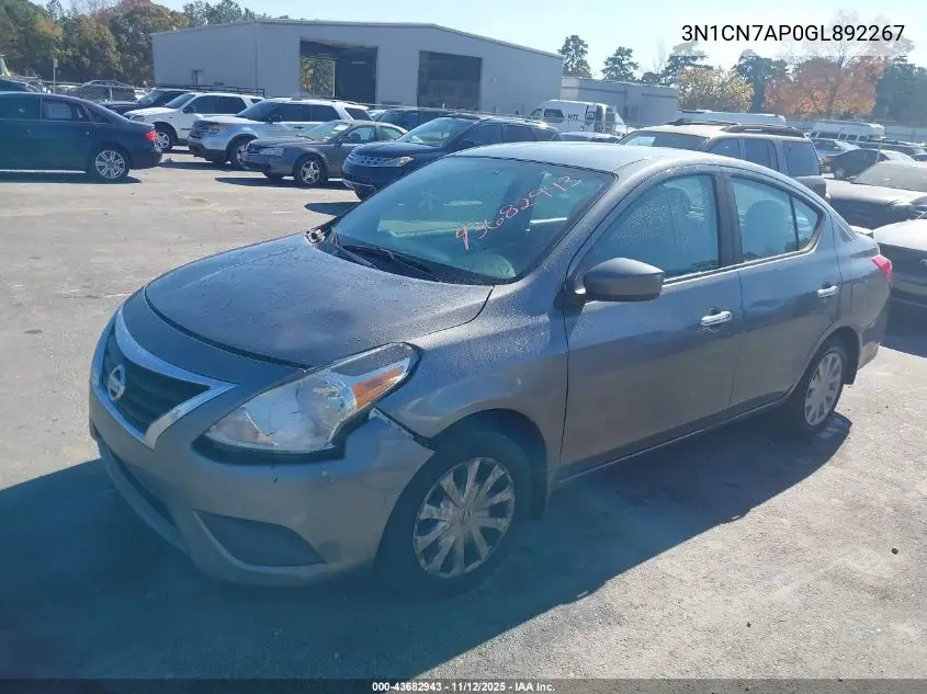 3N1CN7AP0GL892267 2016 Nissan Versa 1.6 Sv