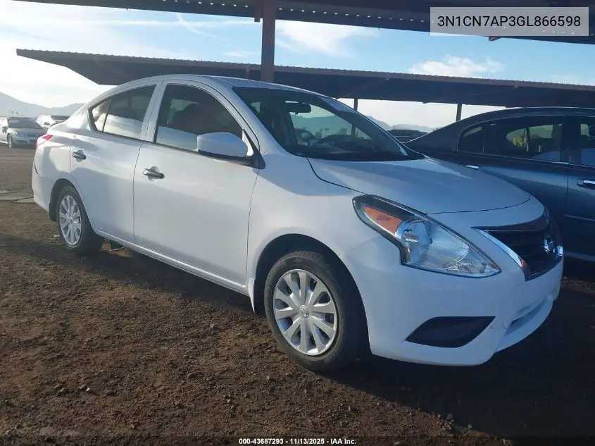 3N1CN7AP3GL866598 2016 Nissan Versa 1.6 S+