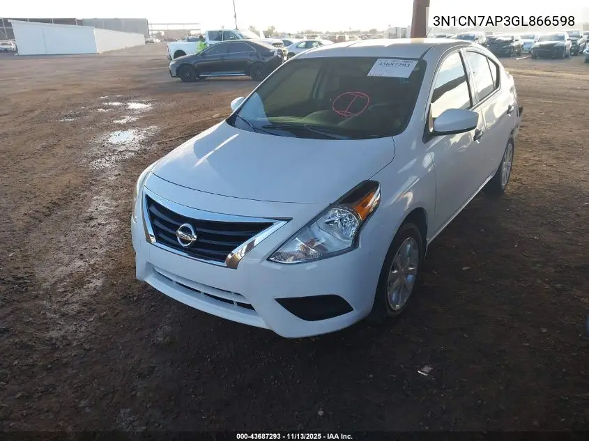 3N1CN7AP3GL866598 2016 Nissan Versa 1.6 S+
