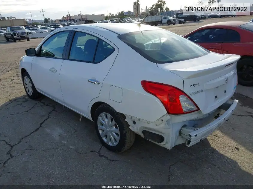 3N1CN7AP8GL822922 2016 Nissan Versa 1.6 S/1.6 S+/1.6 Sl/1.6 Sv