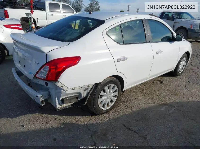 3N1CN7AP8GL822922 2016 Nissan Versa 1.6 S/1.6 S+/1.6 Sl/1.6 Sv