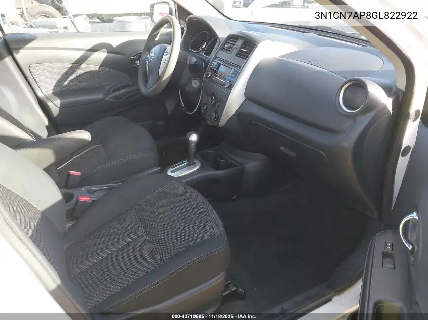 3N1CN7AP8GL822922 2016 Nissan Versa 1.6 S/1.6 S+/1.6 Sl/1.6 Sv
