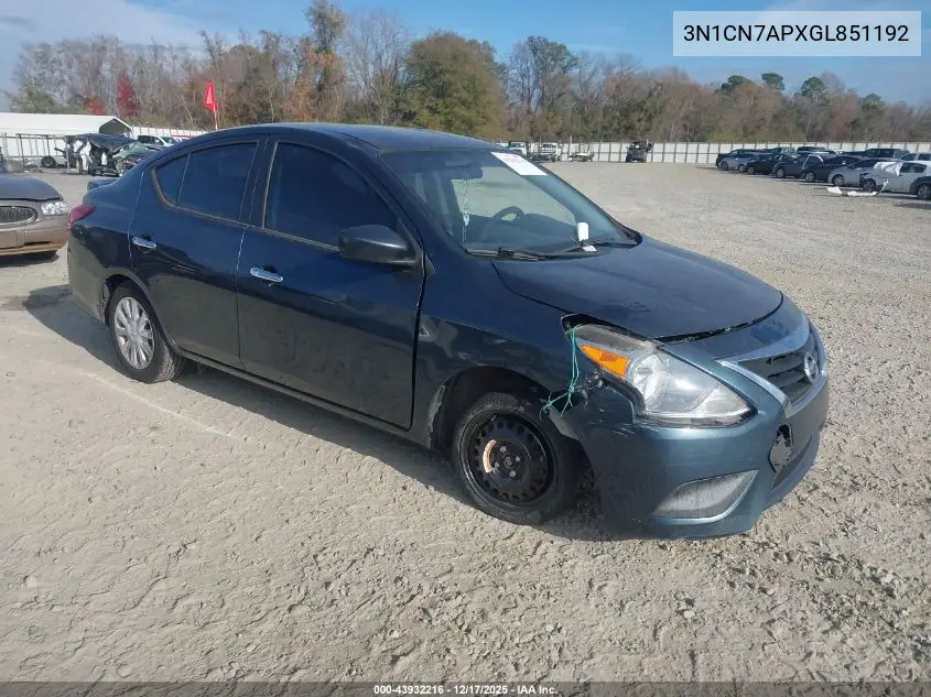 3N1CN7APXGL851192 2016 Nissan Versa 1.6 S/1.6 S+/1.6 Sl/1.6 Sv