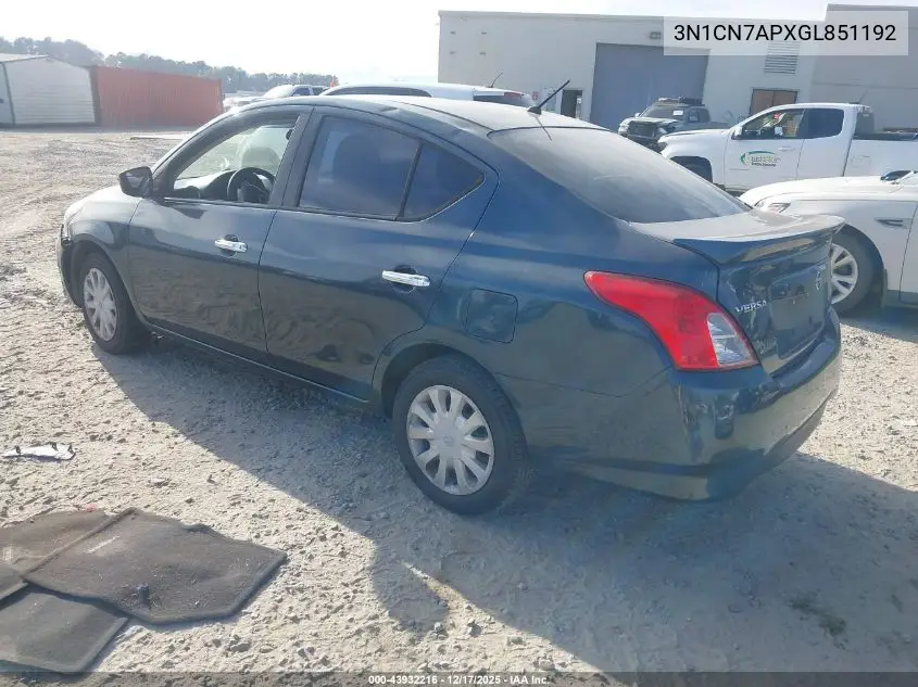 3N1CN7APXGL851192 2016 Nissan Versa 1.6 S/1.6 S+/1.6 Sl/1.6 Sv