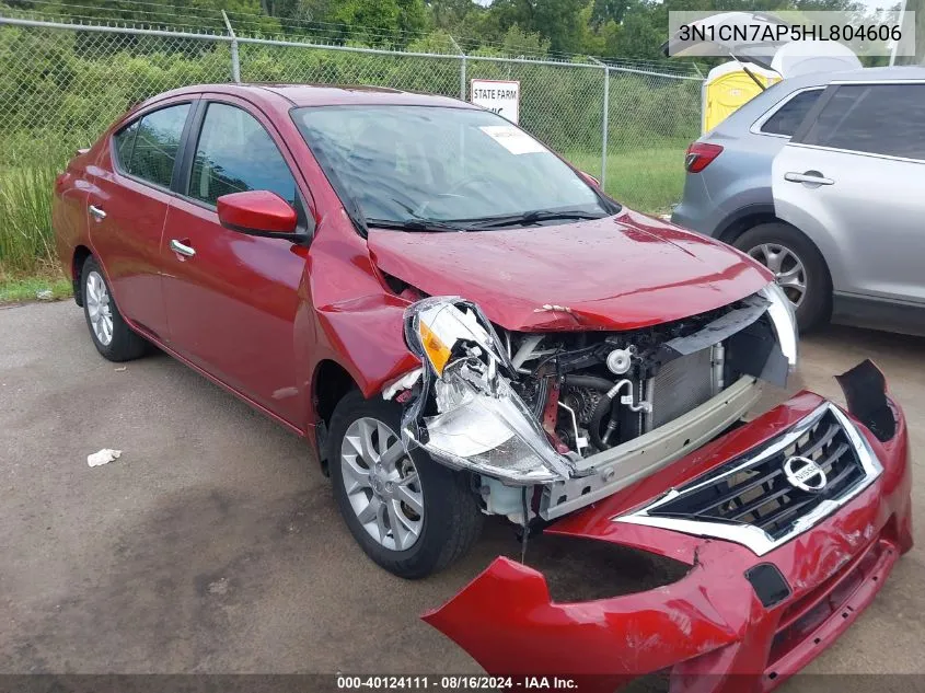 2017 Nissan Versa 1.6 Sv VIN: 3N1CN7AP5HL804606 Lot: 40124111