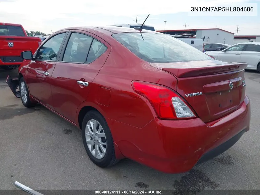 2017 Nissan Versa 1.6 Sv VIN: 3N1CN7AP5HL804606 Lot: 40124111