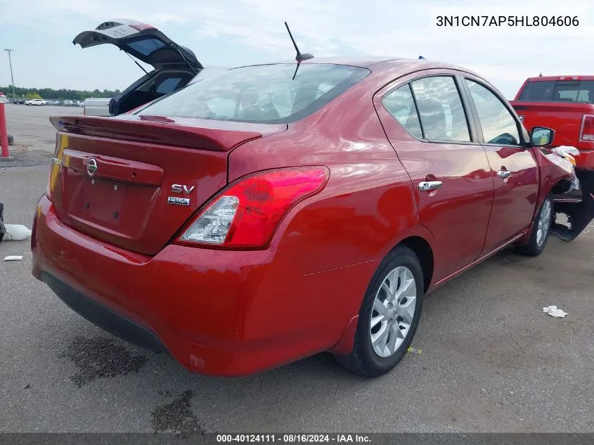 2017 Nissan Versa 1.6 Sv VIN: 3N1CN7AP5HL804606 Lot: 40124111